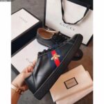 Replica Gucci Ace Leather Low-Top Lovers Sneakers Blue/Red Web Embroidered Bee Black 2018 4