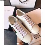 Replica Gucci Ace Leather Low-Top Lovers Sneakers Mouth Beading Creamy 2018 7