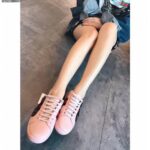 Replica Gucci Ace Leather Low-Top Lovers Sneakers Web Crystal Embroidered Safety Pin Pink 2018 4
