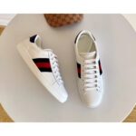 Replica Gucci Ace Leather Low-Top Lovers Sneakers Blue/Red Web Creamy 2018 2