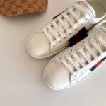 Replica Gucci Ace Leather Low-Top Lovers Sneakers Blue/Red Web Creamy 2018 6