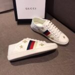Replica Gucci Ace Leather Low-Top Lovers Sneakers Blue/Red Web Creamy 2018 13