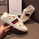 Replica Gucci Ace Leather Low-Top Lovers Sneakers Web Embroidered Bees and Stars White 2018 5