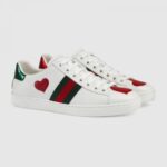 Replica Gucci Ace Leather Low-Top Lovers Sneakers Web Embroidered Bees and Stars White 2018 15