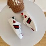 Replica Gucci Ace Leather Low-Top Lovers Sneakers Web Heart Creamy 2018 6