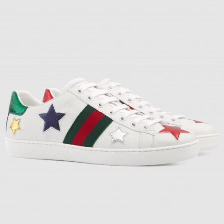 Replica Gucci White Women Ace Embroidered Stars Sneaker