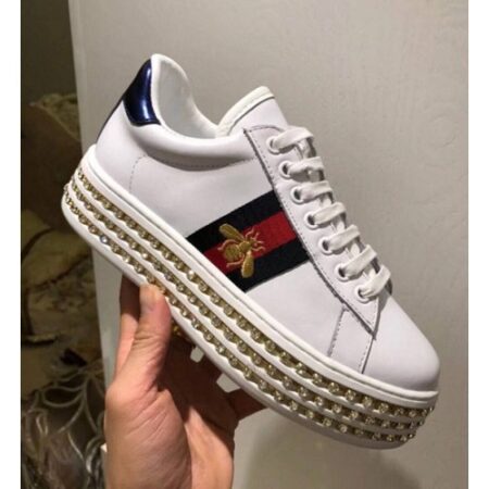 Replica Gucci Ace Sneaker With Crystals 505995 White 2017