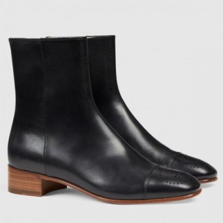 Replica Gucci Ankle Boots With Interlocking G In Black Leather