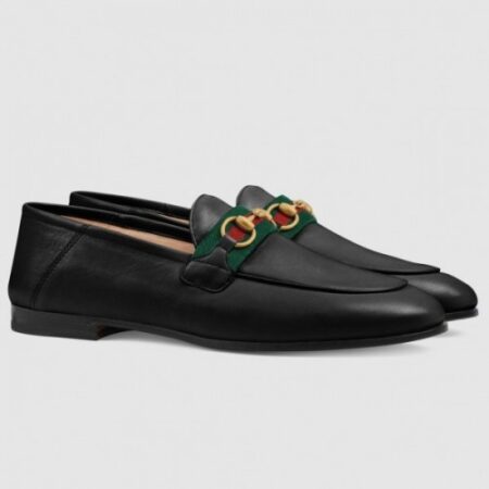 Replica Gucci Black Loafers With Web and Horsebit