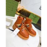 Replica Gucci Brown Leather Ankle Boots With Interlocking G 3
