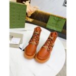 Replica Gucci Brown Leather Ankle Boots With Interlocking G 4