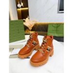 Replica Gucci Brown Leather Ankle Boots With Interlocking G 5