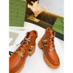 Replica Gucci Brown Leather Ankle Boots With Interlocking G 6
