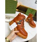 Replica Gucci Brown Leather Ankle Boots With Interlocking G 7