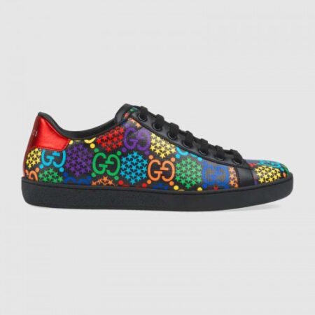 Replica Gucci Women’s GG Psychedelic Ace sneaker Black leather trimStyle ‎610086 H2020 1110