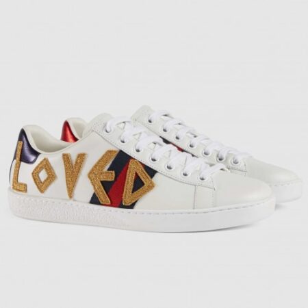 Replica Gucci White Women Ace Embroidered Loved Sneaker