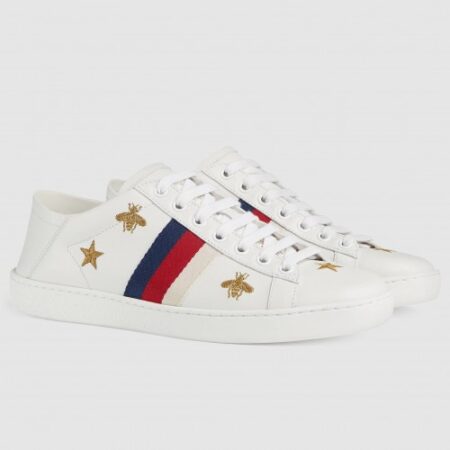 Replica Gucci White Women Ace Sneaker With Bees and Stars