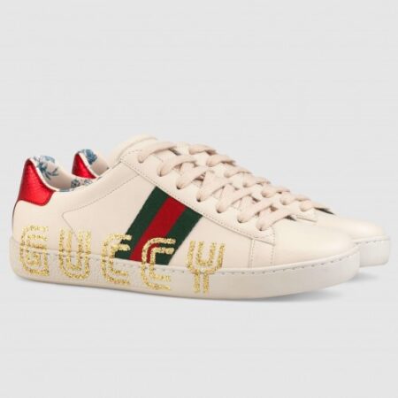 Replica Gucci White Women Ace Sneaker With Guccy Print